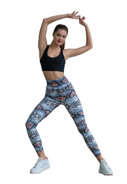 328 Leggings extra de cintura alta en marrón y azul