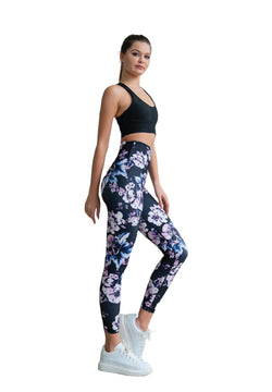 334 high waist leggings in black, blue, pink fan