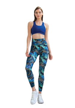 304 Extra High Waist Leggings in blau & grün gemustert