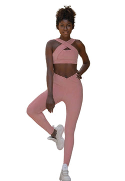 1099 Leggings Ve Waist en rose