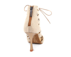 PD804 Net dance shoes in beige gold Snake