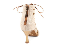 PD804 Scarpe da ballo a rete in serpente oro beige