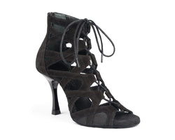 PD804 Zapatos de baile neto en negro Nobuck