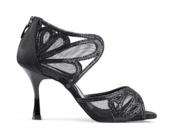 PD808 PRO Tanzschuhe in Black Satin/Glitter