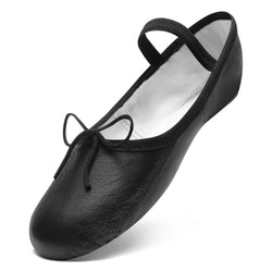 1003 Ballettschläppchen Leder in Schwarz